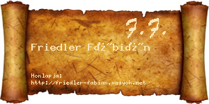 Friedler Fábián névjegykártya